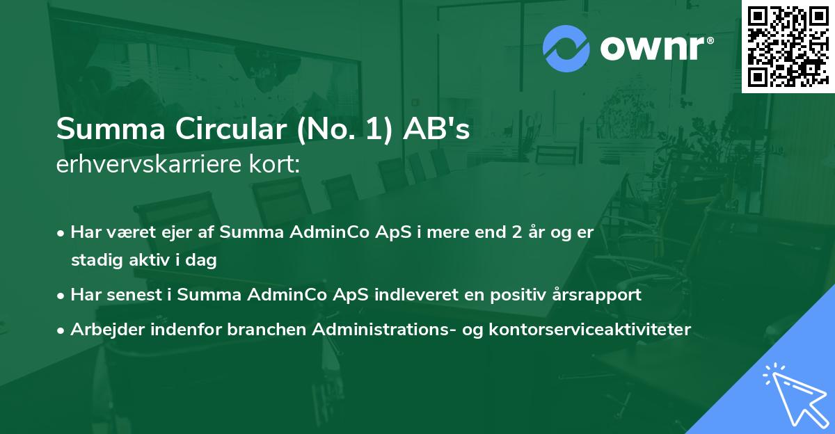 Summa Circular (No. 1) AB's erhvervskarriere kort