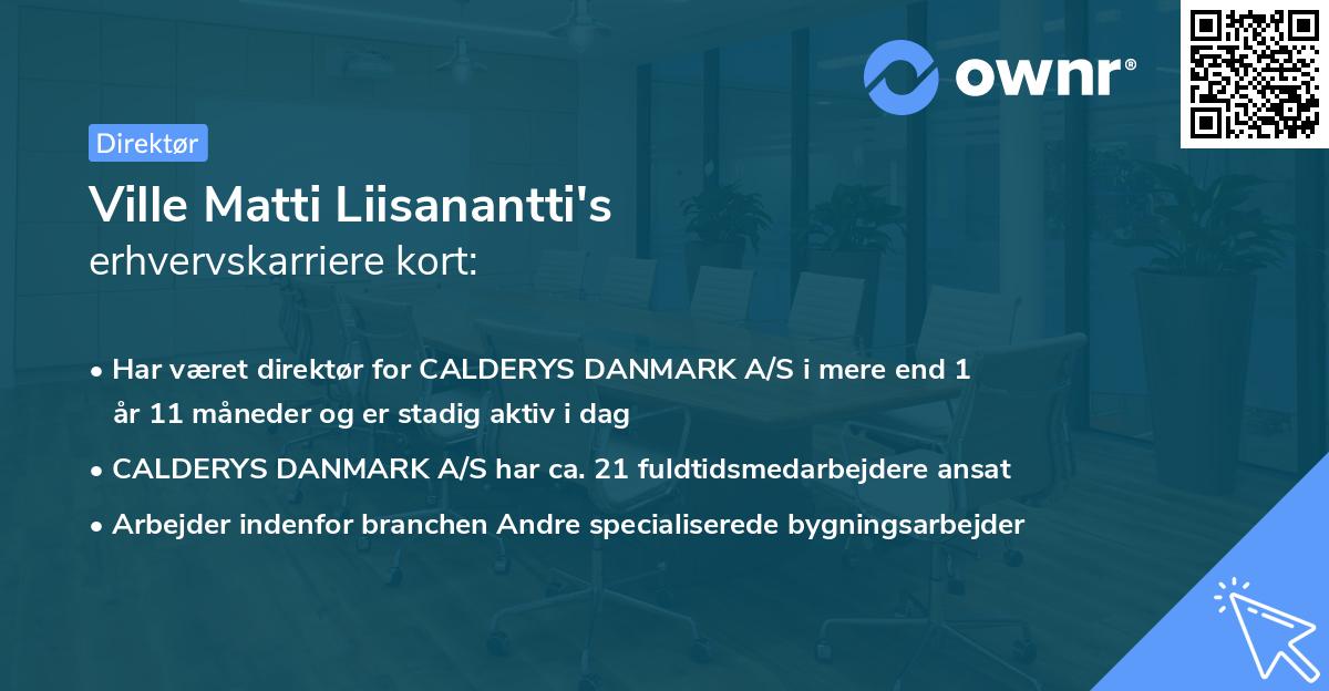 Ville Matti Liisanantti's erhvervskarriere kort