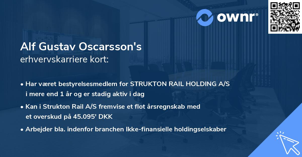 Alf Gustav Oscarsson's erhvervskarriere kort
