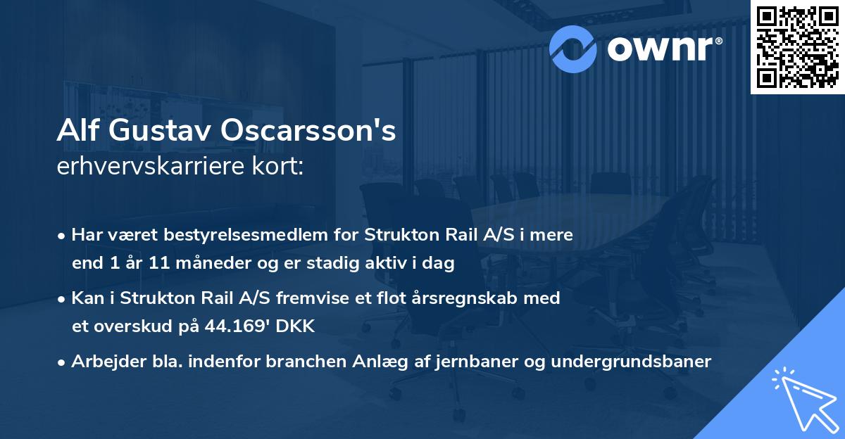 Alf Gustav Oscarsson's erhvervskarriere kort
