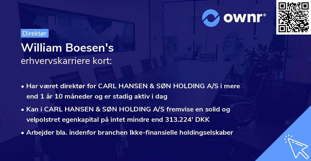 William Boesen's erhvervskarriere kort