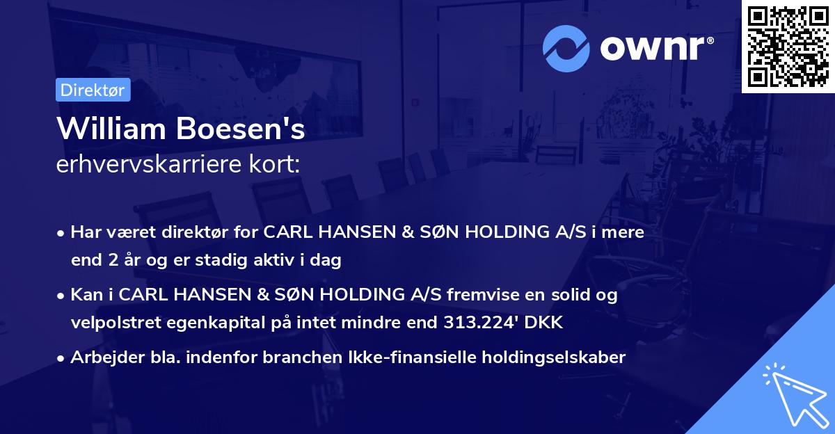 William Boesen's erhvervskarriere kort
