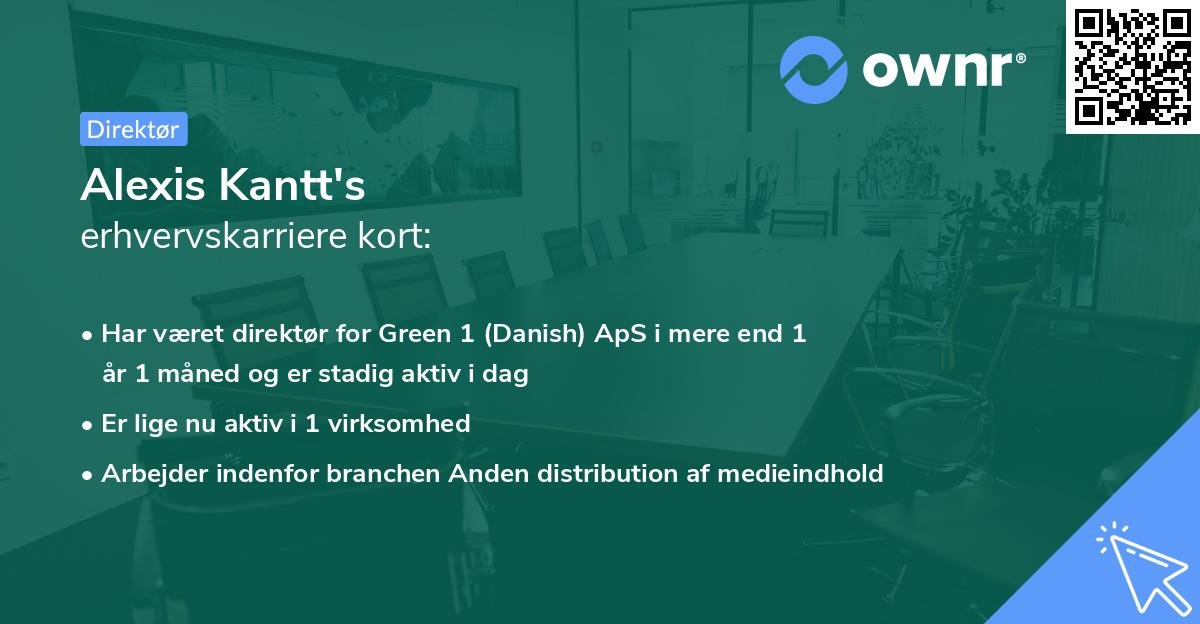 Alexis Kantt's erhvervskarriere kort