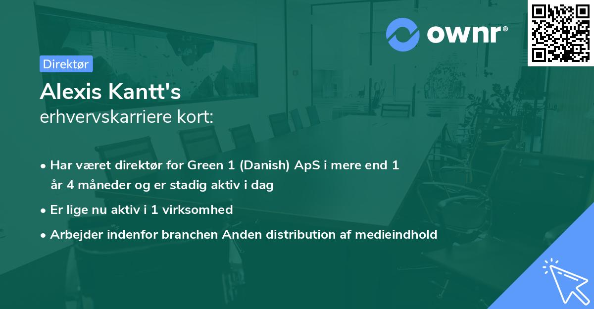 Alexis Kantt's erhvervskarriere kort