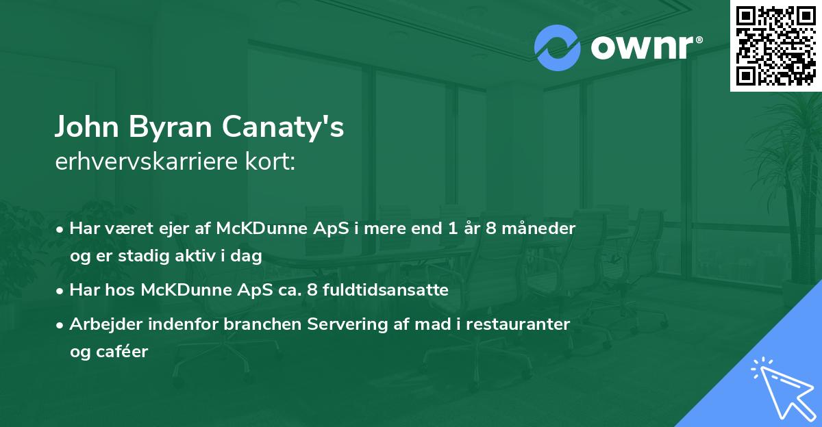 John Byran Canaty's erhvervskarriere kort