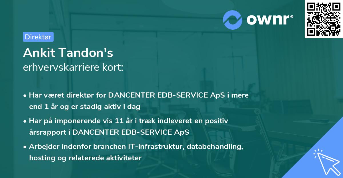 Ankit Tandon's erhvervskarriere kort