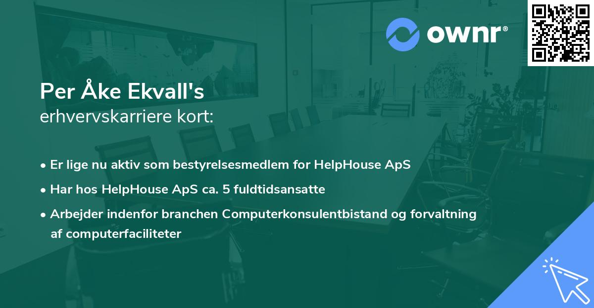 Per Åke Ekvall's erhvervskarriere kort