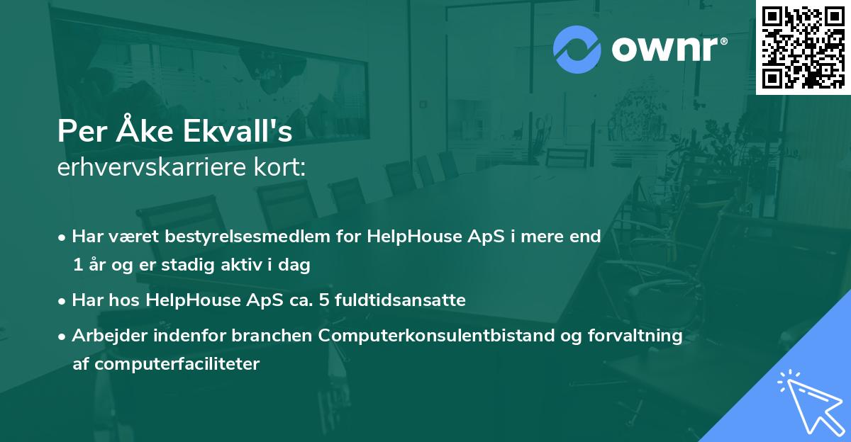 Per Åke Ekvall's erhvervskarriere kort