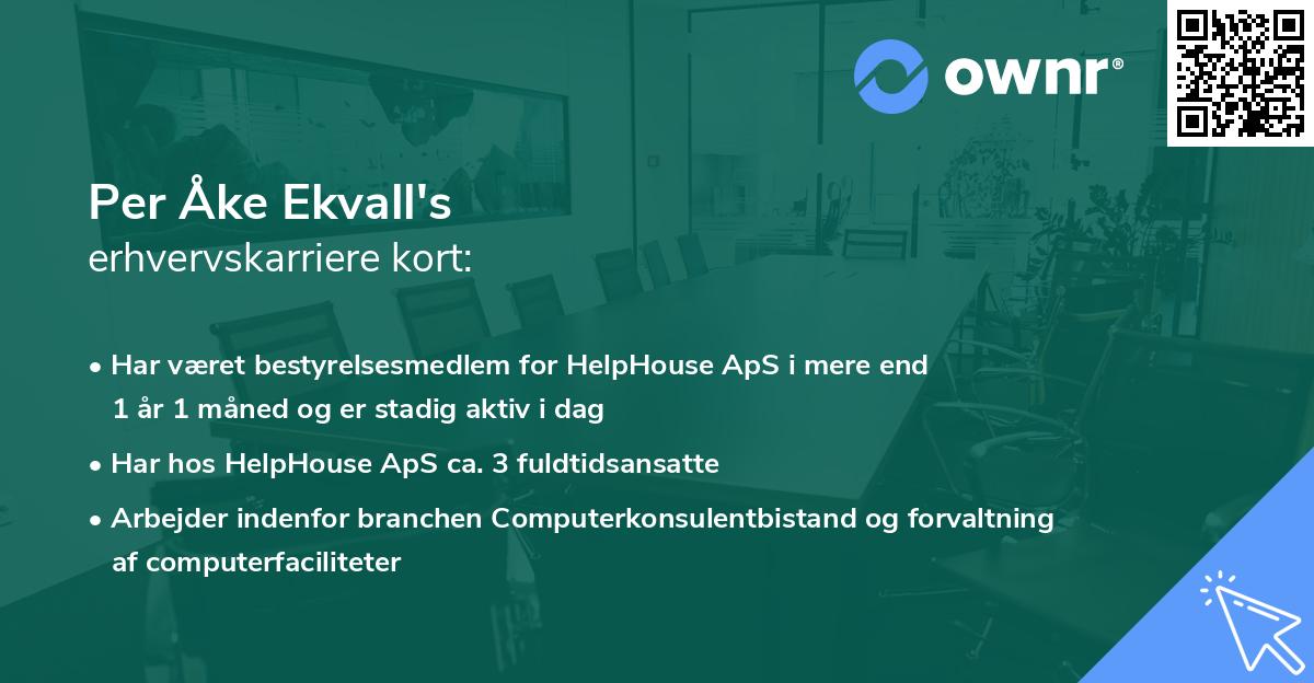 Per Åke Ekvall's erhvervskarriere kort