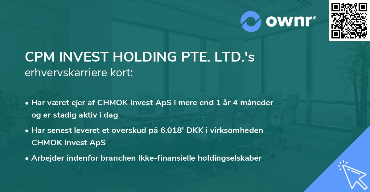 CPM INVEST HOLDING PTE. LTD.'s erhvervskarriere kort