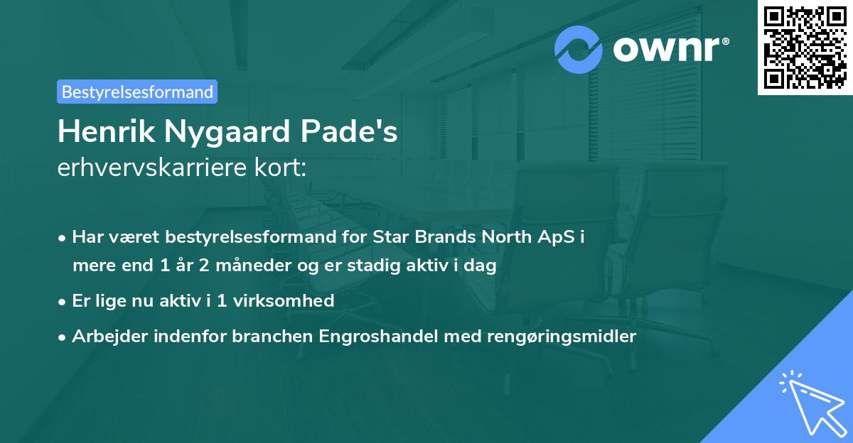 Henrik Nygaard Pade's erhvervskarriere kort