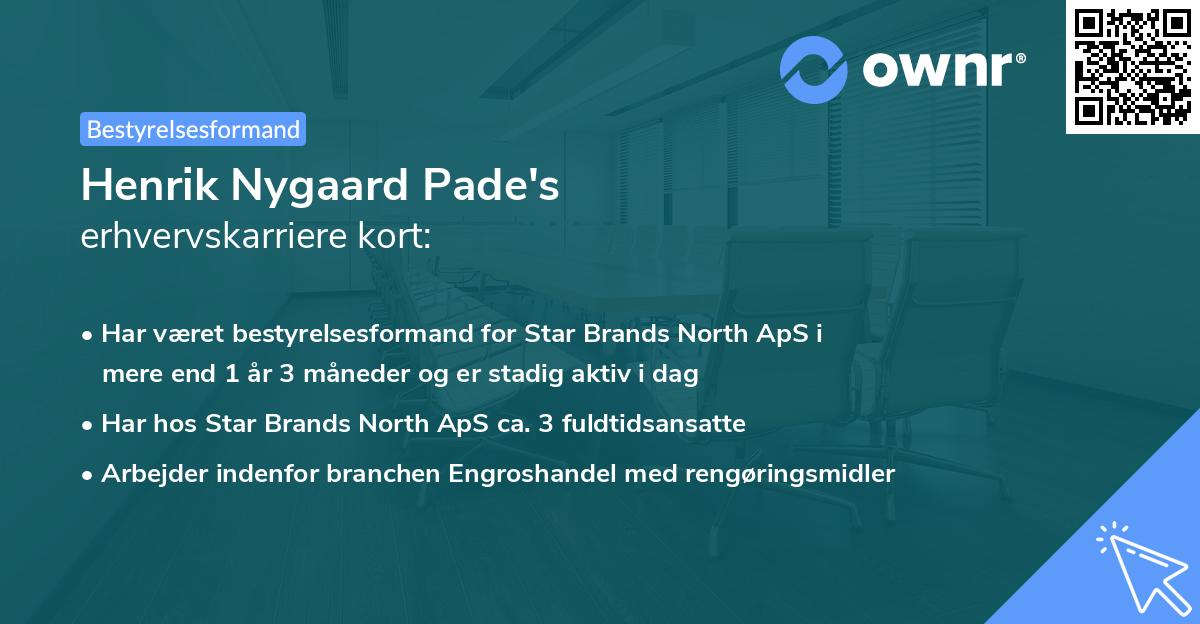 Henrik Nygaard Pade's erhvervskarriere kort