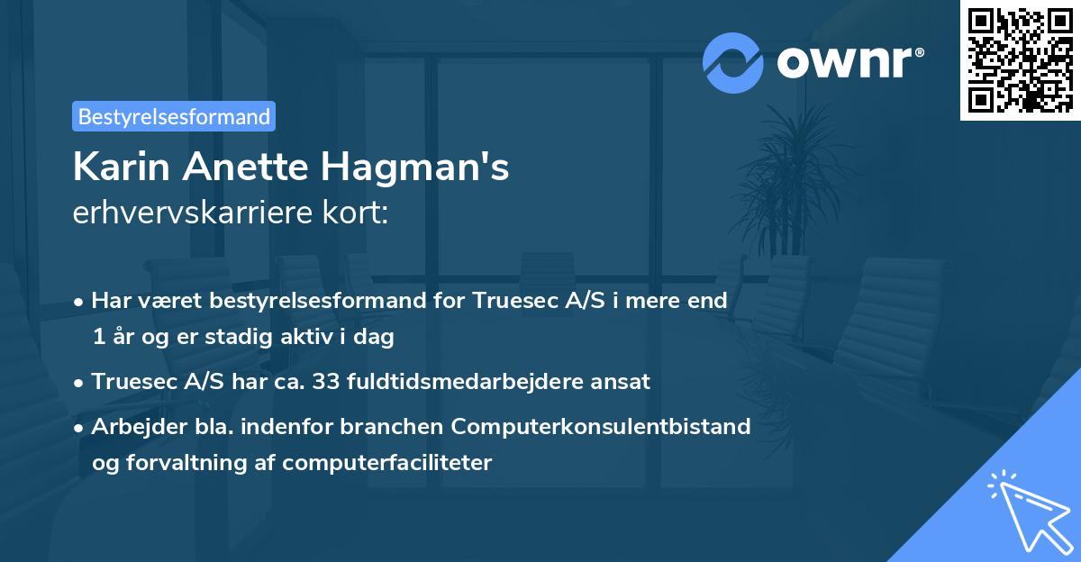 Karin Anette Hagman's erhvervskarriere kort