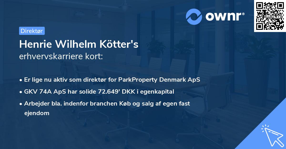 Henrie Wilhelm Kötter's erhvervskarriere kort