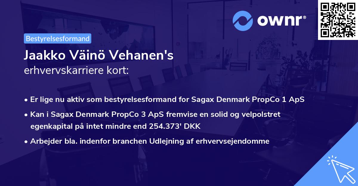 Jaakko Väinö Vehanen's erhvervskarriere kort