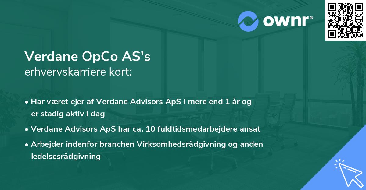 Verdane OpCo AS's erhvervskarriere kort