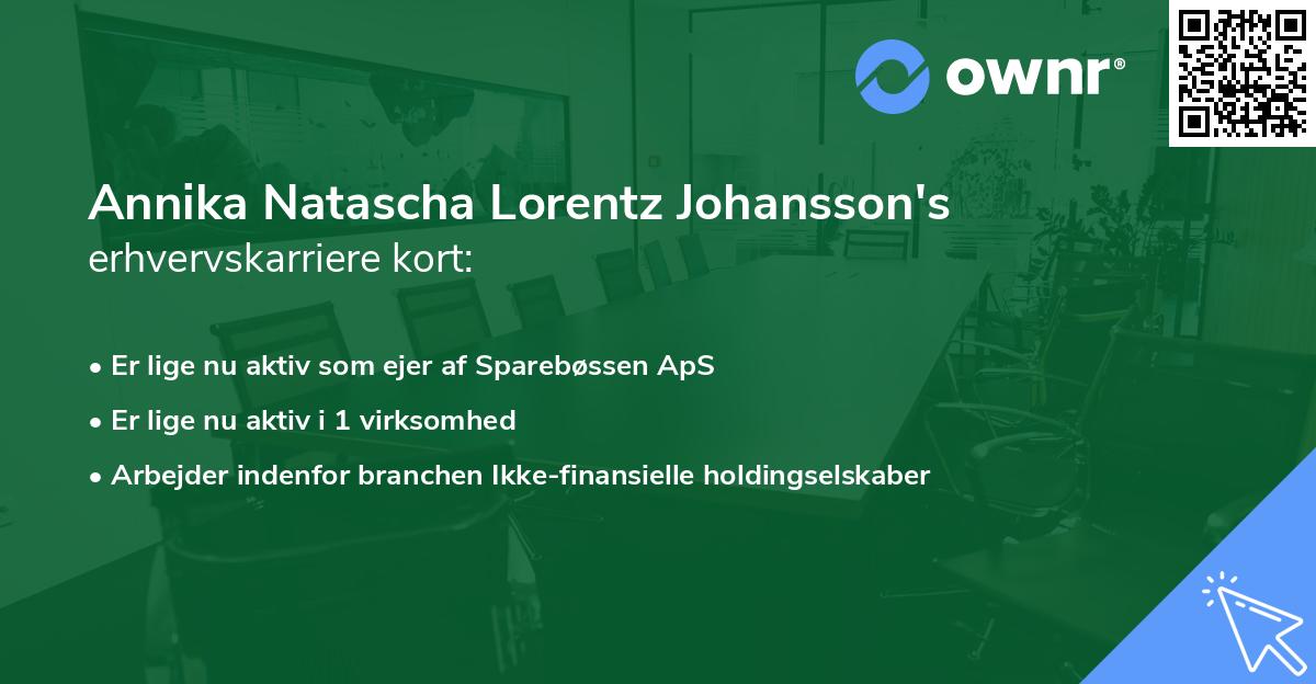 Annika Natascha Lorentz Johansson's erhvervskarriere kort