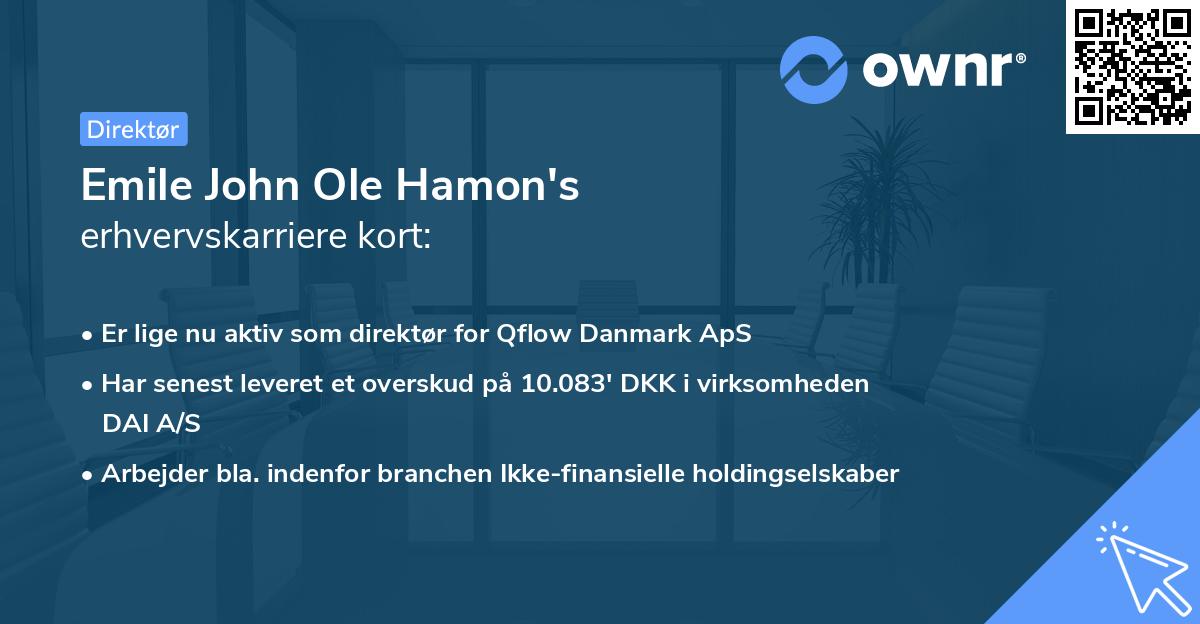 Emile John Ole Hamon's erhvervskarriere kort