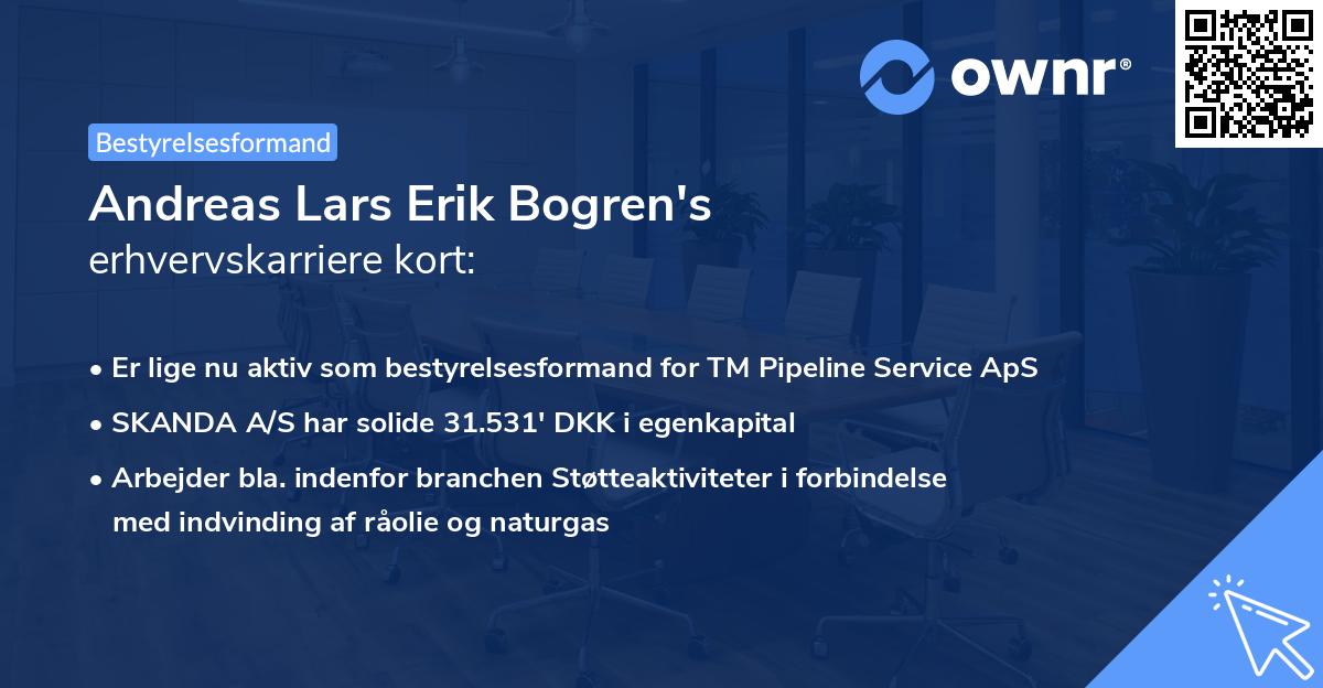 Andreas Lars Erik Bogren's erhvervskarriere kort