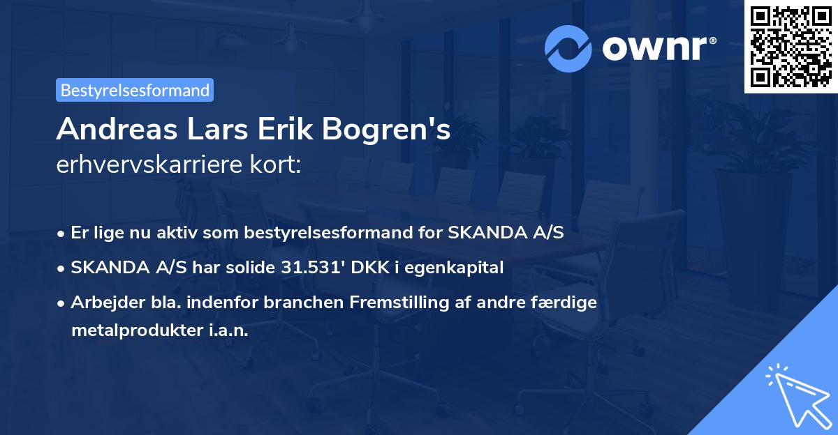 Andreas Lars Erik Bogren's erhvervskarriere kort