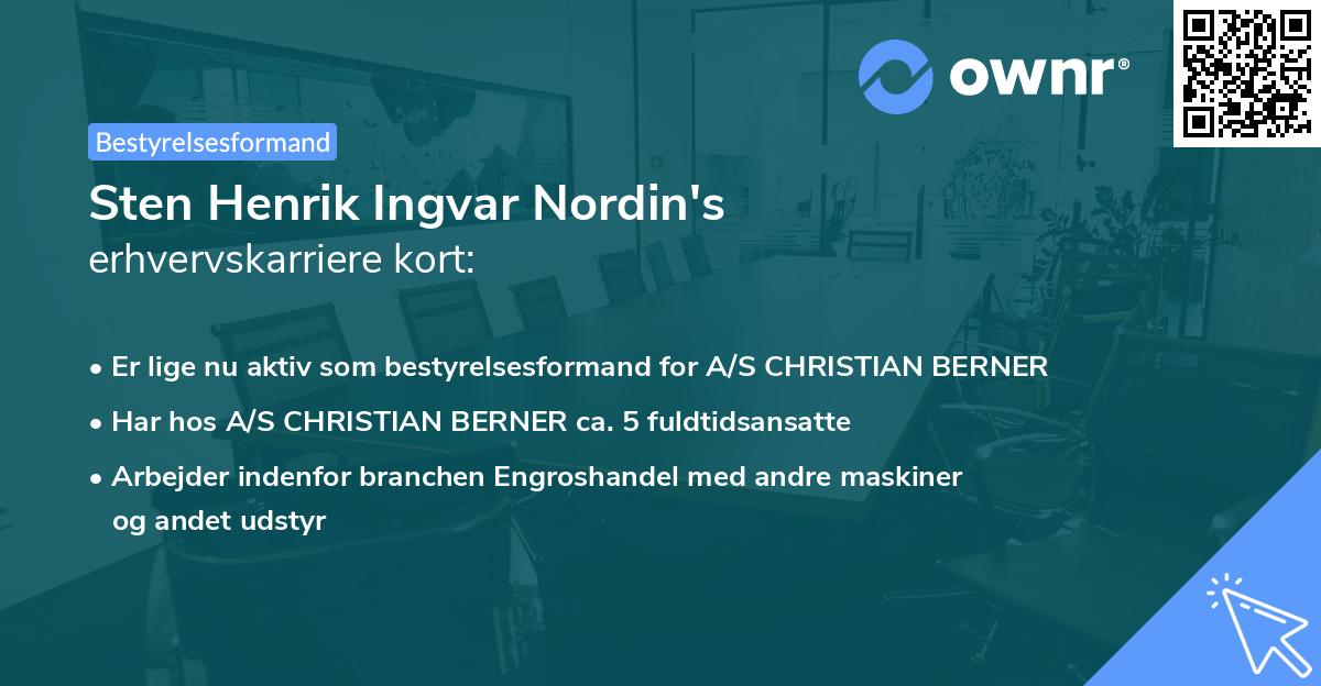 Sten Henrik Ingvar Nordin's erhvervskarriere kort