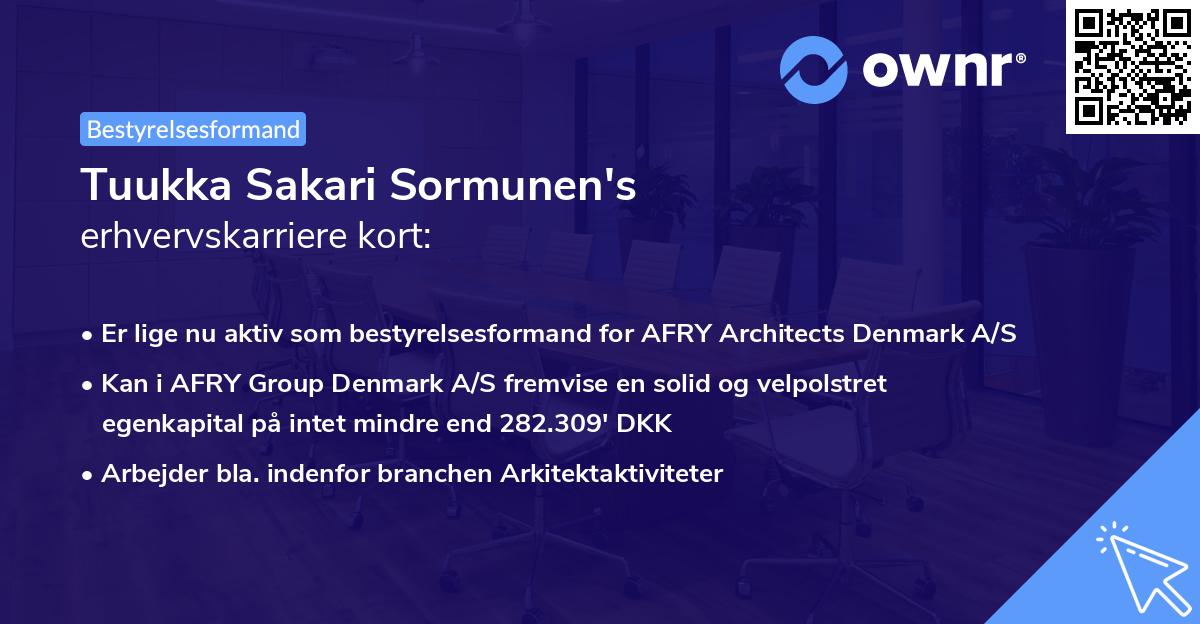 Tuukka Sakari Sormunen's erhvervskarriere kort