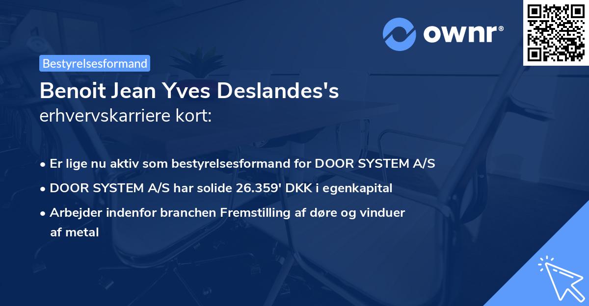 Benoit Jean Yves Deslandes's erhvervskarriere kort