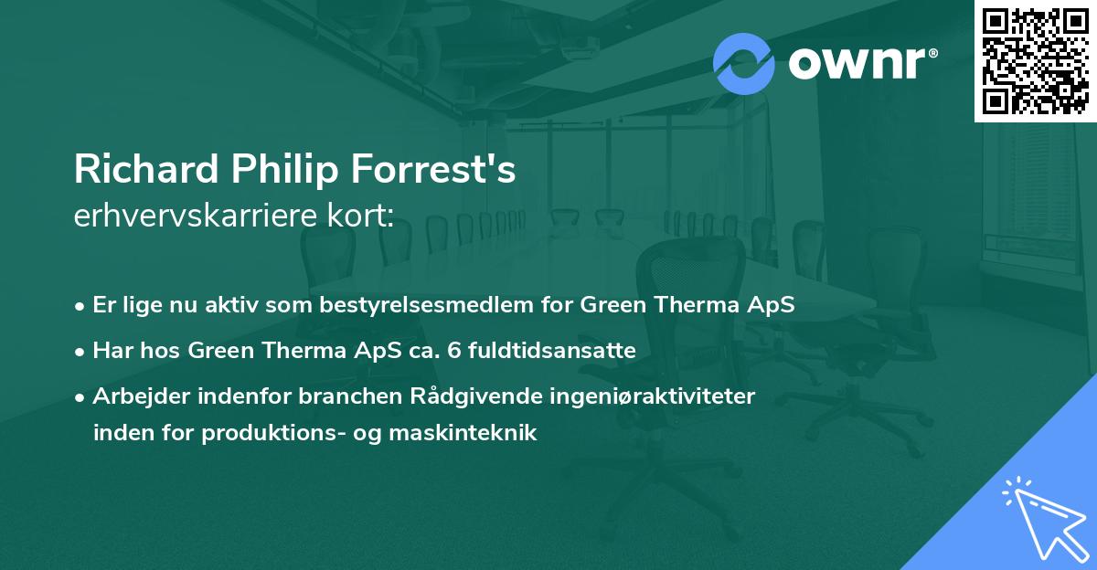 Richard Philip Forrest's erhvervskarriere kort