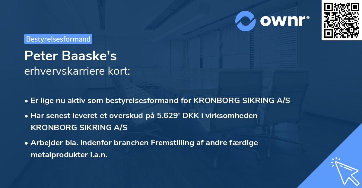 Peter Baaske's erhvervskarriere kort