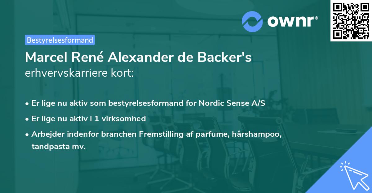 Marcel René Alexander de Backer's erhvervskarriere kort