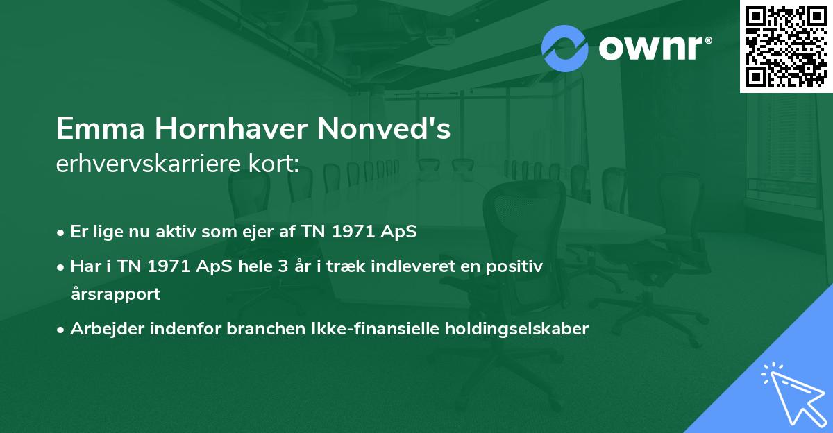 Emma Hornhaver Nonved's erhvervskarriere kort