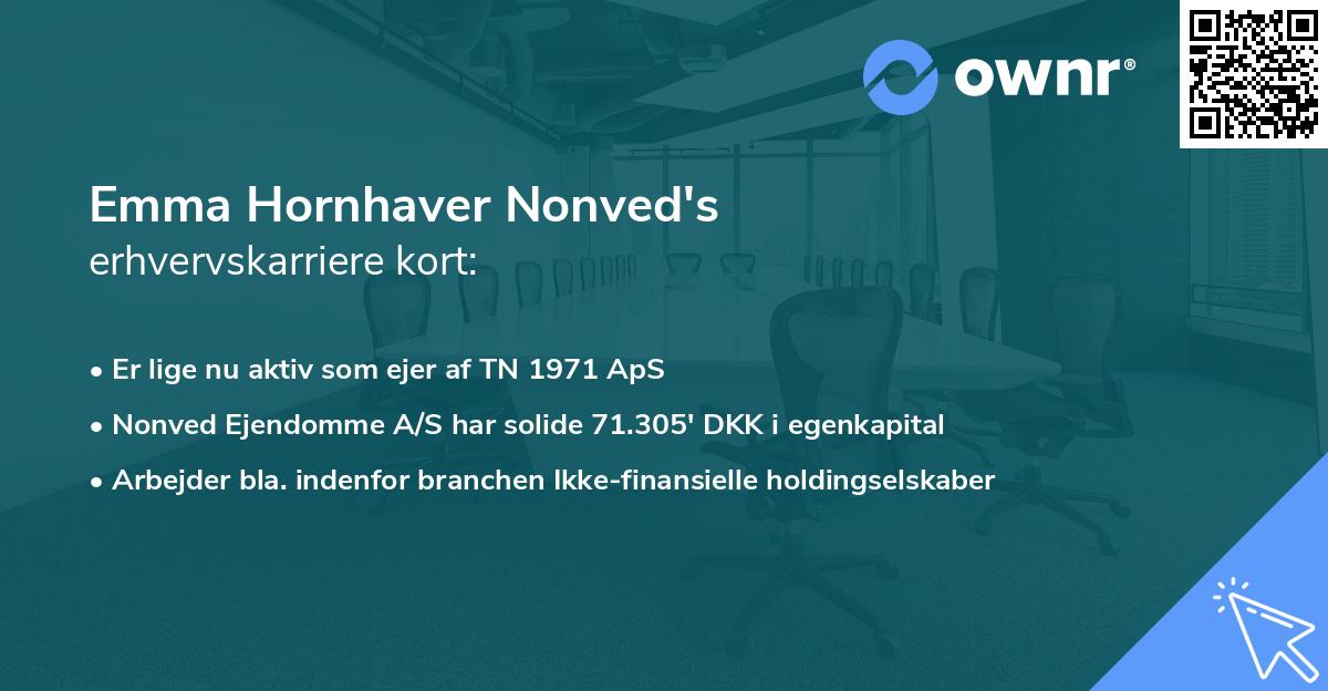 Emma Hornhaver Nonved's erhvervskarriere kort