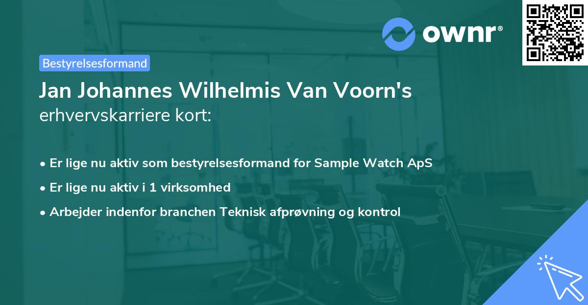 Jan Johannes Wilhelmis Van Voorn's erhvervskarriere kort