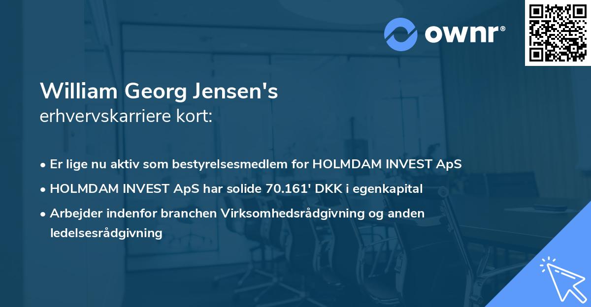 William Georg Jensen's erhvervskarriere kort
