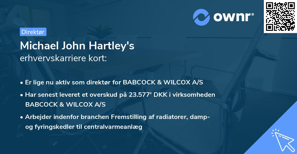 Michael John Hartley's erhvervskarriere kort