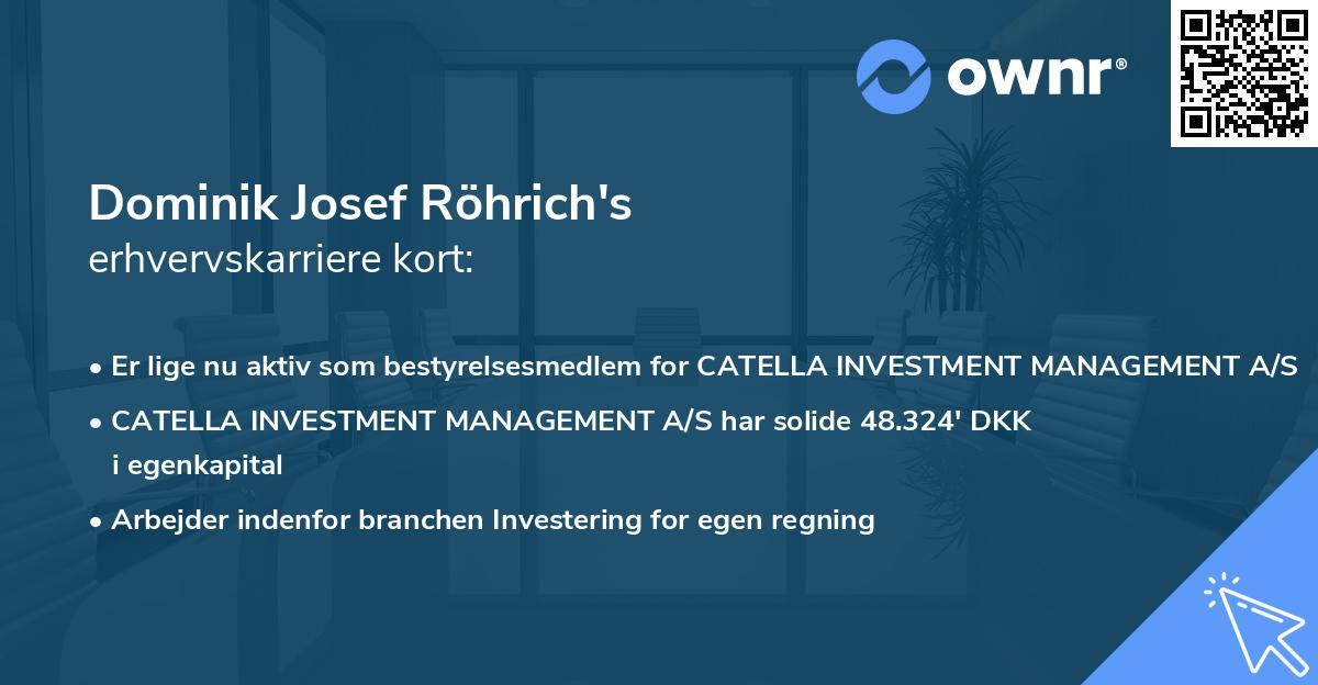 Dominik Josef Röhrich's erhvervskarriere kort