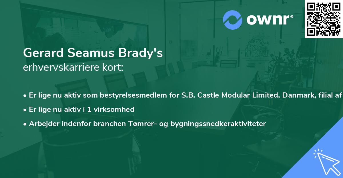 Gerard Seamus Brady's erhvervskarriere kort