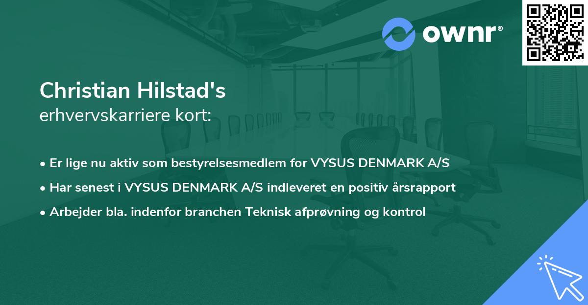 Christian Hilstad's erhvervskarriere kort