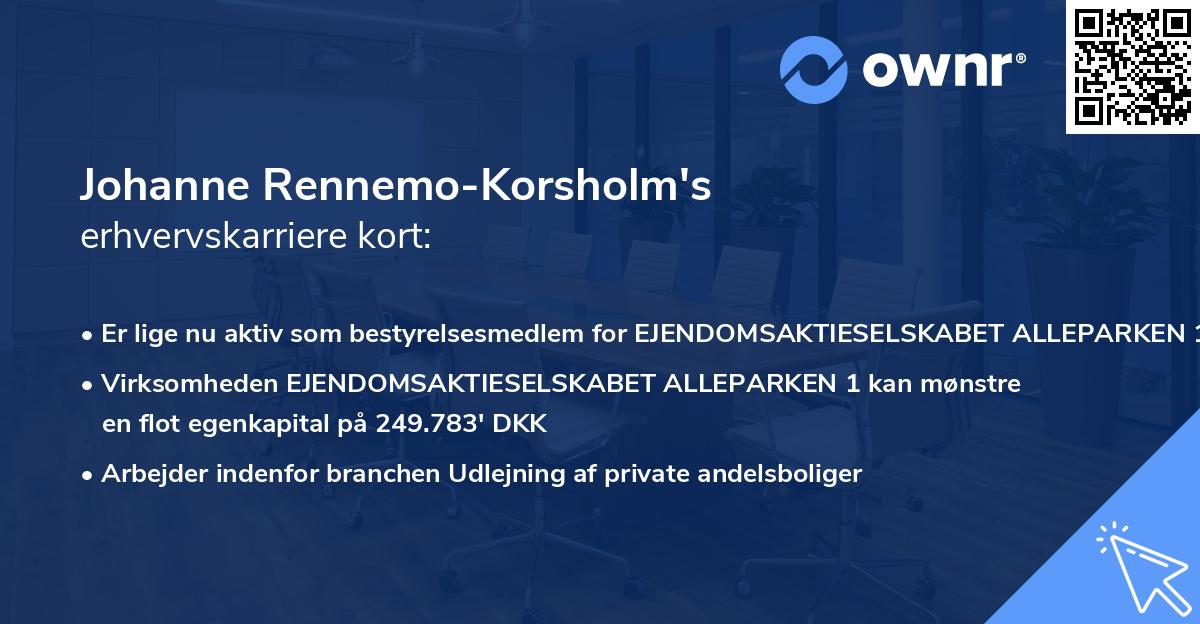 Johanne Rennemo-Korsholm's erhvervskarriere kort
