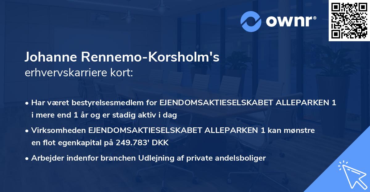 Johanne Rennemo-Korsholm's erhvervskarriere kort