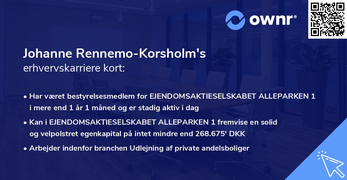 Johanne Rennemo-Korsholm's erhvervskarriere kort