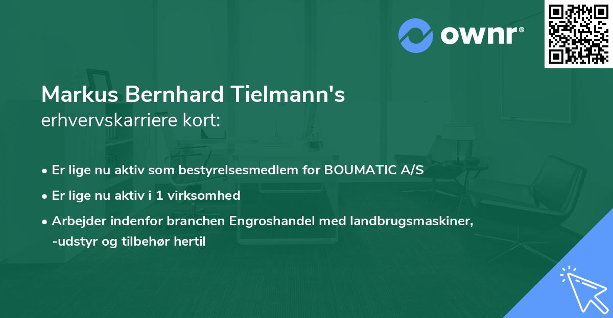 Markus Bernhard Tielmann's erhvervskarriere kort