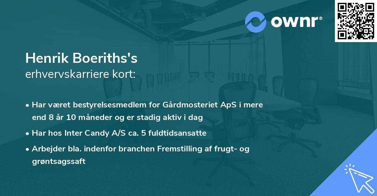 Henrik Boeriths's erhvervskarriere kort