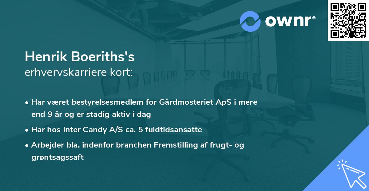 Henrik Boeriths's erhvervskarriere kort