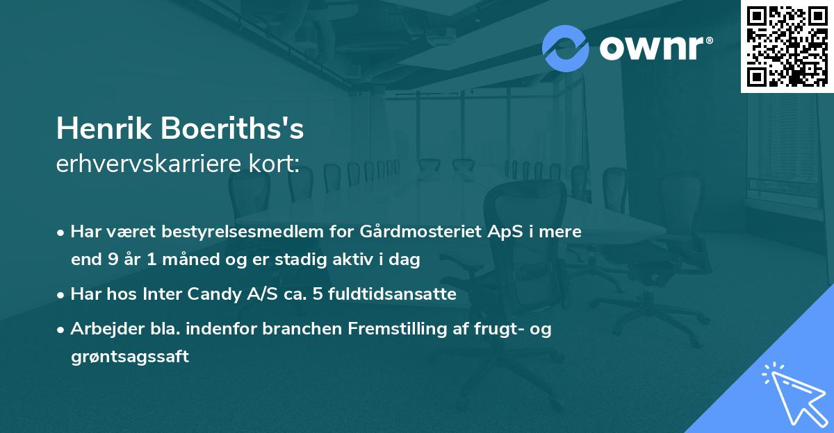Henrik Boeriths's erhvervskarriere kort