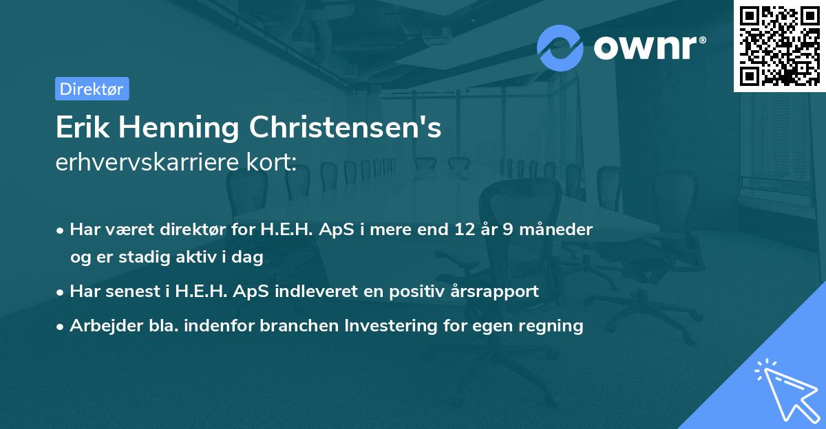 Erik Henning Christensen's erhvervskarriere kort