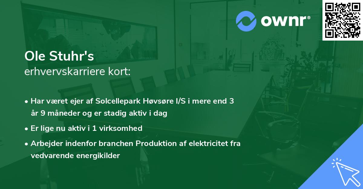 Ole Stuhr's erhvervskarriere kort