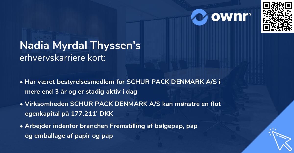 Nadia Myrdal Thyssen's erhvervskarriere kort