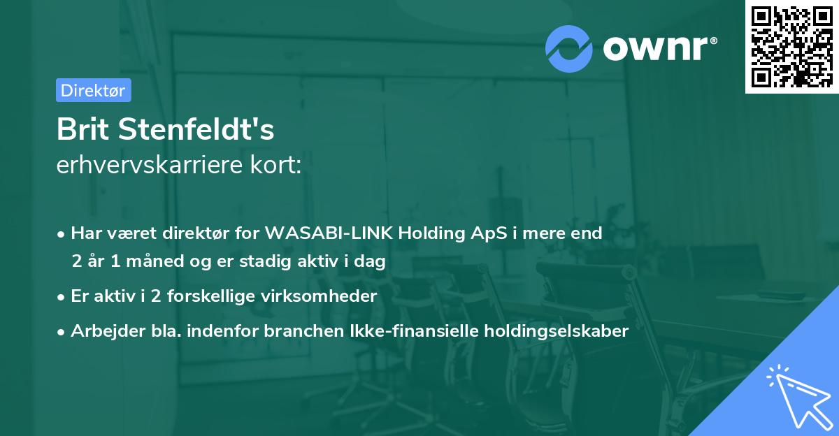 Brit Stenfeldt's erhvervskarriere kort