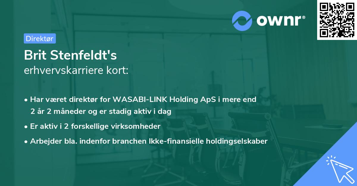 Brit Stenfeldt's erhvervskarriere kort